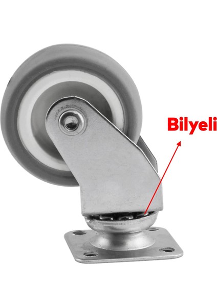 Ofis Koltuk Tekeri Vidalı Yük Taşıma Alışveriş Sepeti Mobilya Tablalı Teker 50 mm x 20 mm Gri indirimleri