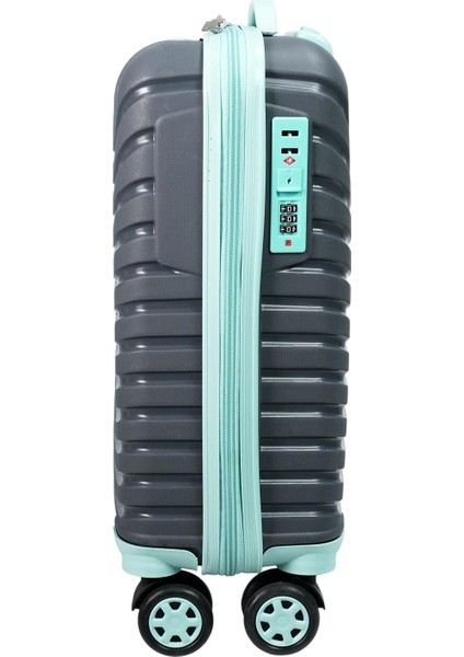 Pp Underseat Küçük Boy Gri-Turkuaz Valiz 46X34X19 cm | 4 Tekerlek | Şifreli Kilit fiyatları