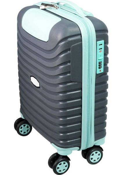 Pp Underseat Küçük Boy Gri-Turkuaz Valiz 46X34X19 cm | 4 Tekerlek | Şifreli Kilit modelleri