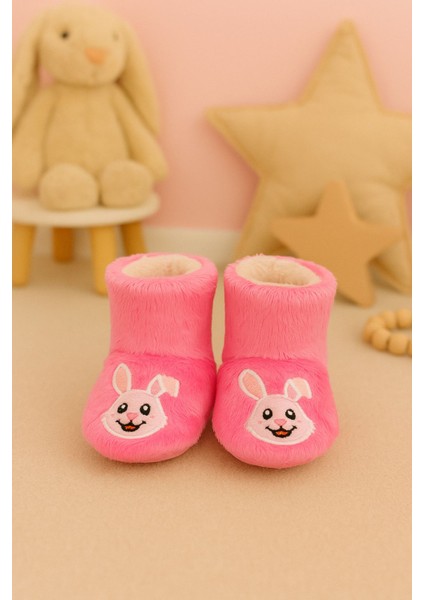 Bebek & Çocuk Kaydırmaz Tabanlı Ev Botu / Panduf / Kışlık Peluş Bot / Tavşan Desenli fiyatları