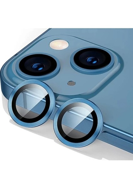 (Kaliteyi Bozmaz) iPhone 13 / 13 Mini Uyumlu Kolay Kurulum Aparatlı Mavi Safir Kamera Lens Koruyucu