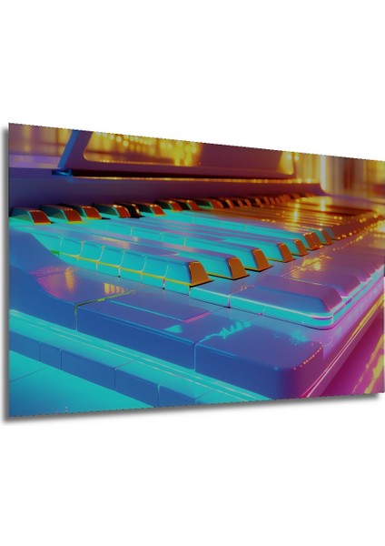 Neon Işıltılı Piyano Tuşları Modern Sanat Dekoratif Ahşap Ev/işyeri/ofis Kare Tablo modelleri
