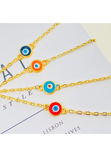 Mineli Bileklik Nazar Boncuklu Bileklik Pirinç Gold 17+5cm fiyatları