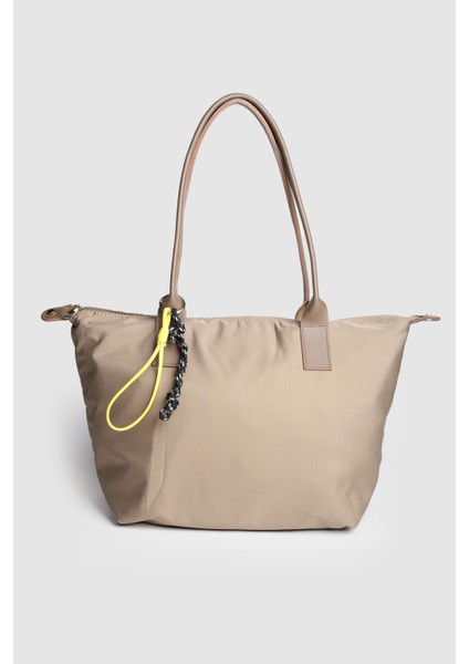 Kadın Muse Büyük Boy Paraşüt Kumaş Omuz Çantası Vizon