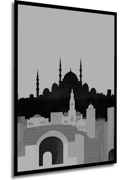 Çerçeve Görünümlü Istanbul Silüeti Modern Sanat Dekoratif Ahşap Ev/işyeri/ofis Kare Tablo modelleri