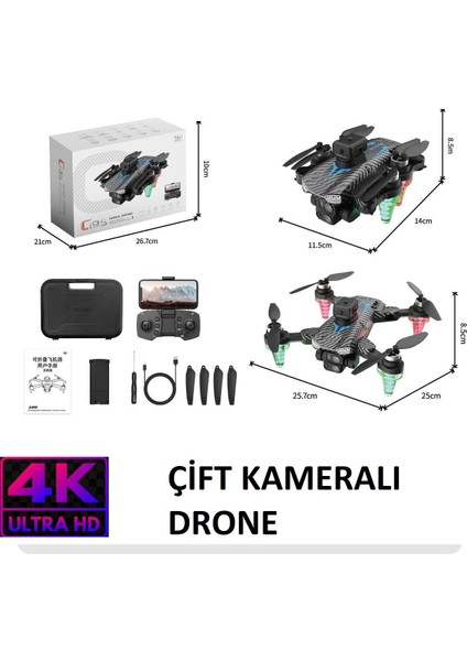 4K Çift Kameralı Drone, Wi-Fi Fpv, 360° Engel Kaçınma, Gece Görüşlü,akıllı TAKIP,360° Takla Hareketi, Taşıma Çantalı fırsatları