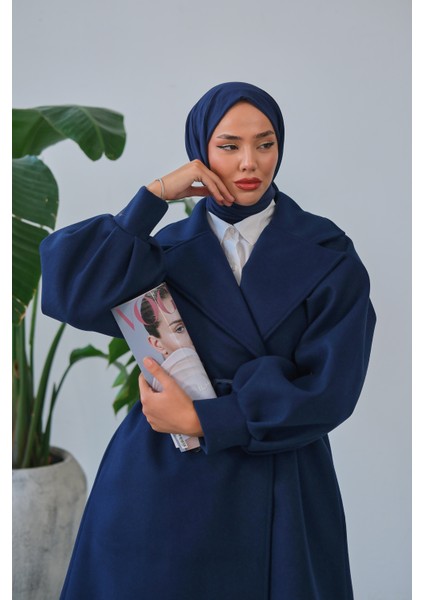 Balon Kol Kemer Detaylı Astarlı Kadın Kaşe Kaban fiyatları