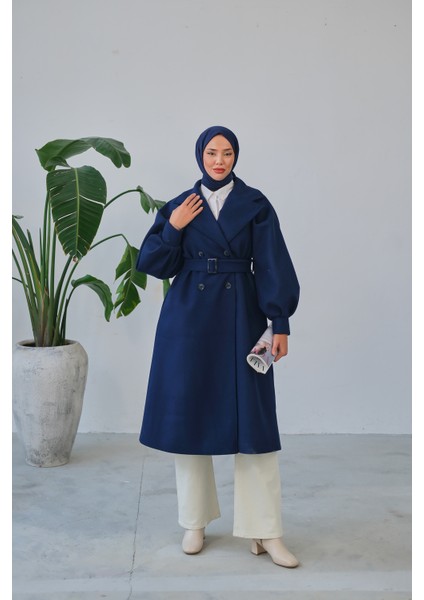 Balon Kol Kemer Detaylı Astarlı Kadın Kaşe Kaban fırsatları