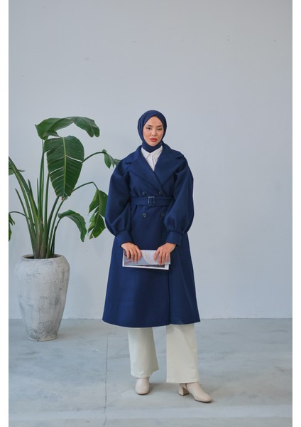 Balon Kol Kemer Detaylı Astarlı Kadın Kaşe Kaban indirimleri