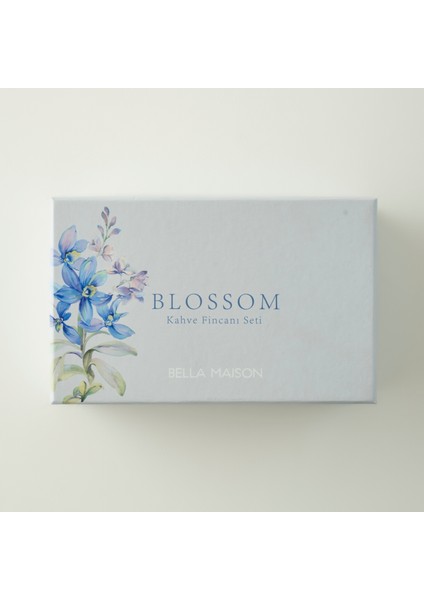 Blossom Porselen 2'li Kahve Fincanı Seti Mavi (90 Cc) modelleri