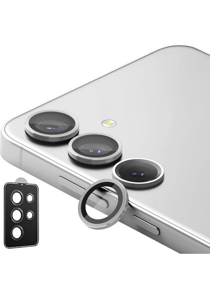 (Kaliteyi Bozmaz) Samsung S24 Uyumlu Safir Kamera Gri Lens Koruyucu Takma Aparatlı Kolay Kurulum