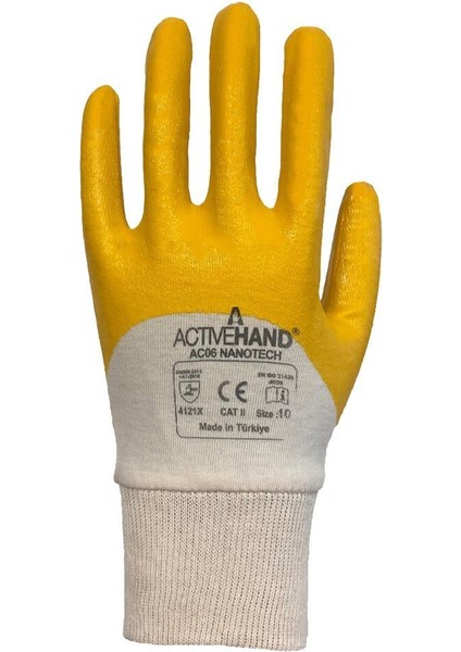 Nitril Kaplı Pamuk Eldiven Ac 06 Sarı No:9
