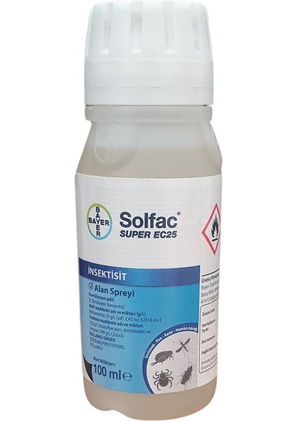 Solfac 25EC Haşere Ilacı Bit, Kene, Hamamböceği, Karasinek, Sivrisinek 100 Ml. fiyatları