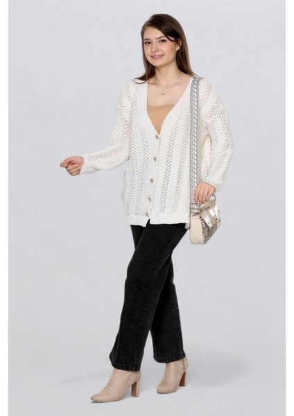 Kadın Uzun Simli Örgü Hırka FLT1006