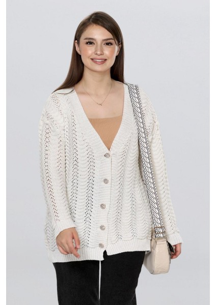 Kadın Uzun Simli Örgü Hırka FLT1006 modelleri