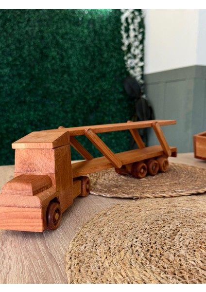 Oyuncak Ahşap Araç Taşıyıcı Tır