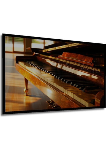 Çerçeve Görünümlü Altın Işıltılı Piyano Tuşları Yağlı Boya Görünümlü Ahşap Ofis Kare Tablo modelleri