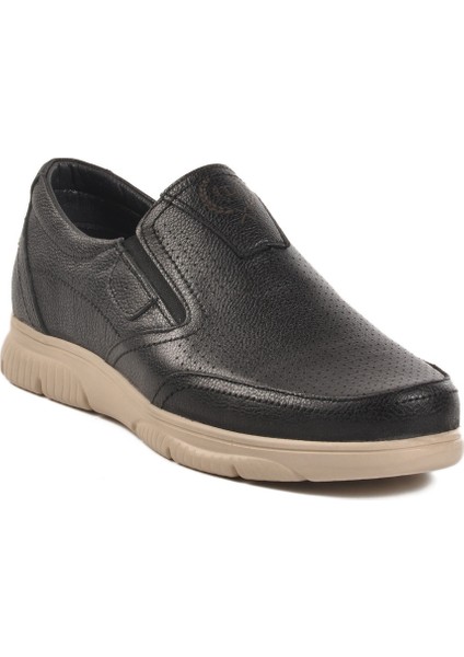 Siyah Hakiki Deri Erkek Günlük Ayakkabı D2301 M