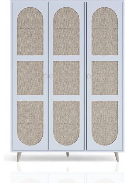 Bali Bohem 3 Kapaklı Gardırop – Jüt Kumaş Mdf Kapaklı Elbise Dolabı | Kahverengi - Beyaz modelleri
