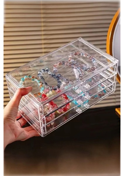 Şeffaf Dior 3 Çekmeceli Makyaj Organizeri Takı Düzenleyici Organizer