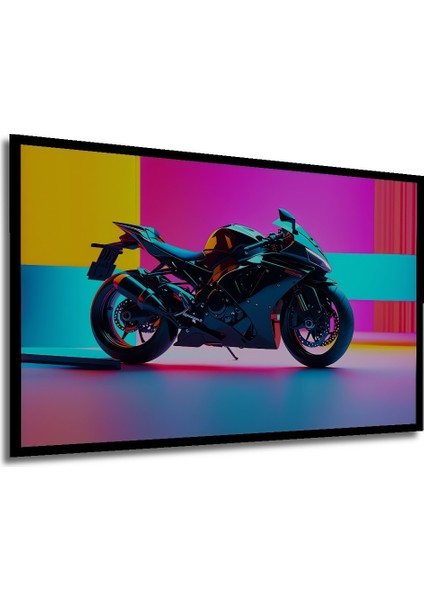 Çerçeve Görünümlü Neon Işıltılı Motosiklet Modern Sanat Dekoratif Ahşap Ev/işyeri/ofis Kare Tablo modelleri