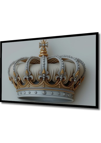 Çerçeve Görünümlü Göz Alıcı Altın Taç Klasik Sanat Yağlı Boya Görünümlü Ahşap Ofis Kare Tablo fiyatları