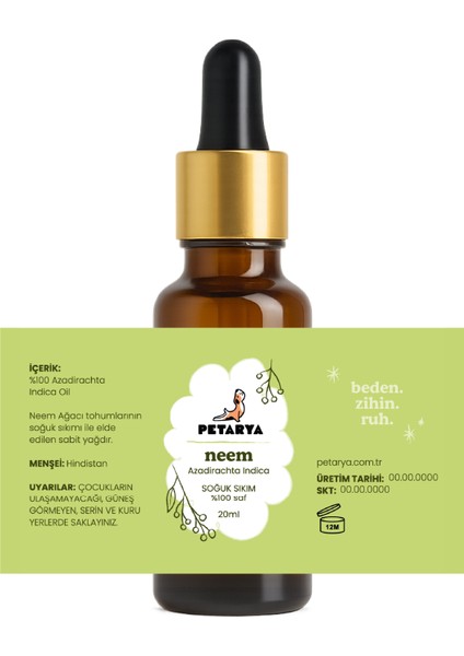 Soğuk Sıkım Neem Yağı Melia Azadiracha Oil - 20ML fiyatları