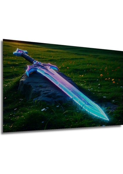 Neon Işıltılı Fantastik Kılıç Dekoratif Ahşap Ev/işyeri/ofis Kare Tablo modelleri