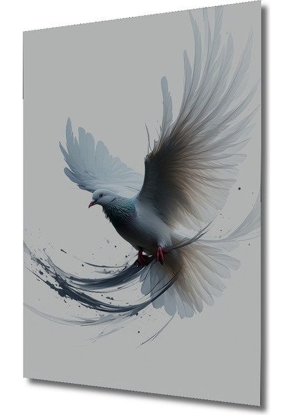 Uçan Beyaz Güvercin Sulu Boya Görünümlü Ev/işyeri/ofis Dekoratif Ahşap Kare Tablo fiyatları
