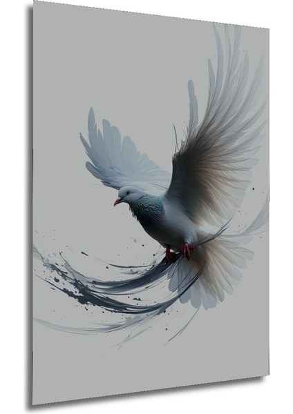 Uçan Beyaz Güvercin Sulu Boya Görünümlü Ev/işyeri/ofis Dekoratif Ahşap Kare Tablo modelleri