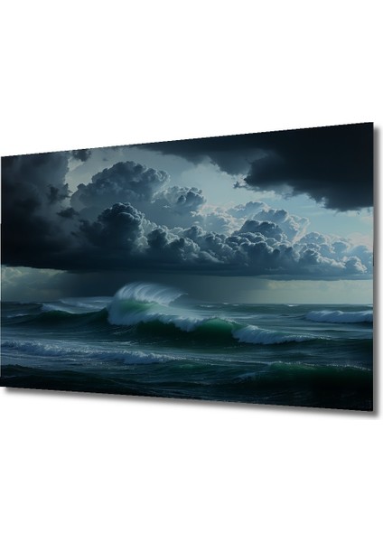 Fırtına Öncesi Deniz Manzarası Yağlı Boya Görünümlü Dekoratif Ahşap Ev/işyeri/ofis Kare Tablo fiyatları
