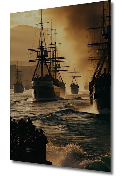 Osmanlı Donanması Yağlı Boya Görünümlü Dekoratif Ahşap Ev/işyeri/ofis Kare Tablo fiyatları