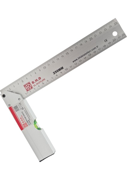 B.h.d BHD00195 250MM/25CM Alüminyum L Marangoz Gönye/su Terazili