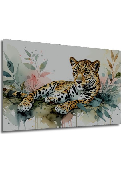 Sulu Boya Görünümlü Leopar Dekoratif Ahşap Ev/işyeri/ofis Kare Tablo Harikası modelleri