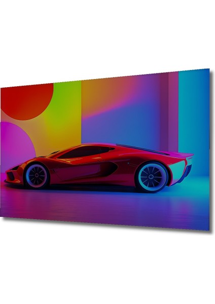 Neon Işıltılı Süper Araba Modern Sanat Dekoratif Ahşap Ev/işyeri/ofis Kare Tablo fiyatları