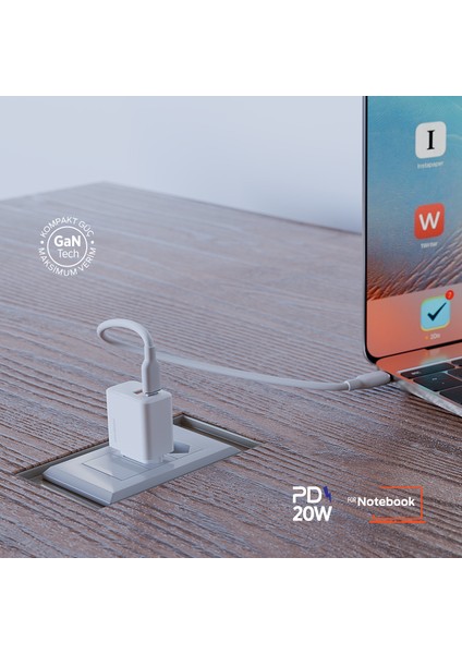 PBS136 Hızlı 1 USB 1 Pd Çıkışlı 20W Şarj Adaptörü Duvar Şarjı Beyaz modelleri