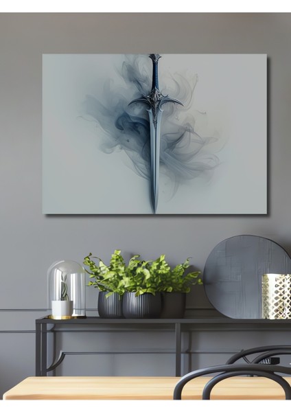 Efsanevi Kılıç Dumanlı Dijital Sanat Dekoratif Ahşap Ev/işyeri/ofis Kare Tablo