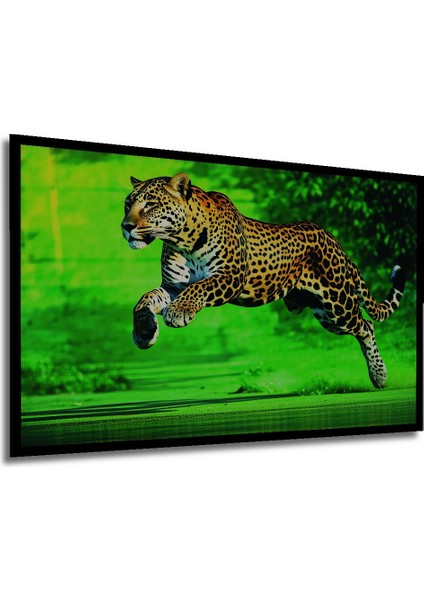 Çerçeve Görünümlü Yeşil Vahşi Yağlı Boya Görünümlü Jaguar Ev/işyeri/ofis Dekoratif Ahşap Kare Tablo modelleri