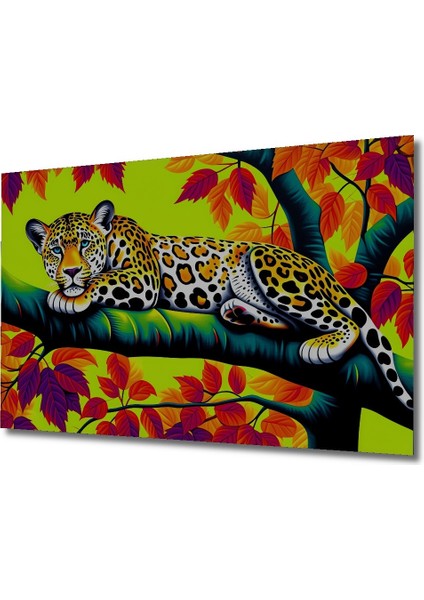 Tropikal Leopar Rüyası Yağlı Boya Görünümlü Dekoratif Ahşap Ev/işyeri/ofis Kare Tablo fiyatları