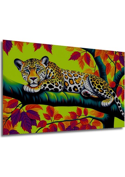 Tropikal Leopar Rüyası Yağlı Boya Görünümlü Dekoratif Ahşap Ev/işyeri/ofis Kare Tablo modelleri
