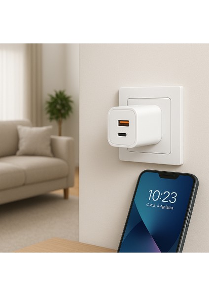 20W Hızlı Şarj Adaptörü - Usb-A ve Type-C Çıkışlı, Kompakt Tasarım fiyatları