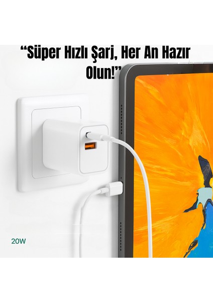 20W Hızlı Şarj Adaptörü - Usb-A ve Type-C Çıkışlı, Kompakt Tasarım modelleri