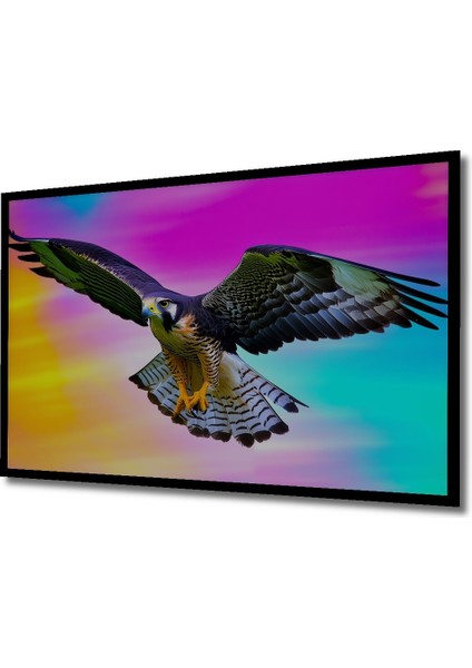 Çerçeve Görünümlü Gökyüzünde Süzülen Şahin Yağlı Boya Görünümlü Dekoratif Ahşap Ofis Kare Tablo fiyatları