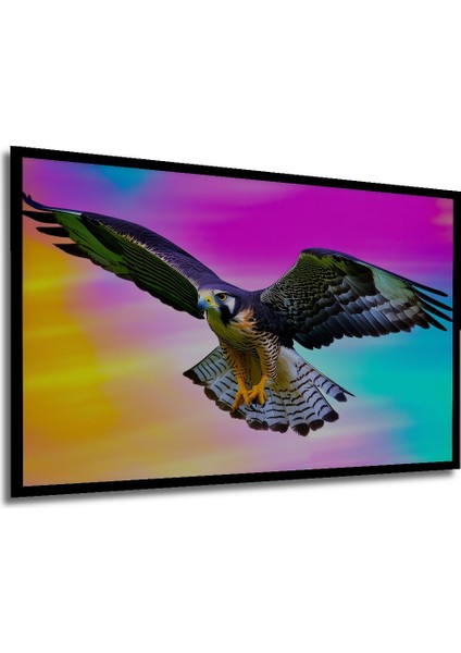 Çerçeve Görünümlü Gökyüzünde Süzülen Şahin Yağlı Boya Görünümlü Dekoratif Ahşap Ofis Kare Tablo modelleri