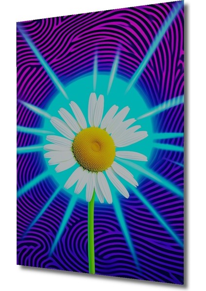 Neon Işığında Papatya Rüyası Dekoratif Ahşap Ev/işyeri/ofis Kare Tablo fiyatları