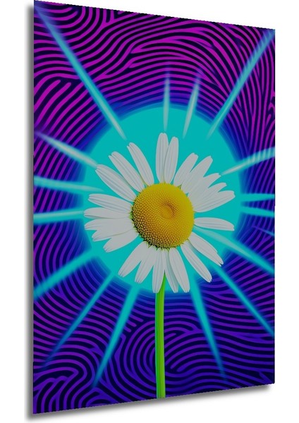 Neon Işığında Papatya Rüyası Dekoratif Ahşap Ev/işyeri/ofis Kare Tablo modelleri