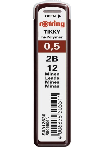 Min 0.5 mm 2b Kalem Ucu, Siyah, 12 Uçlu, Yüksek Polimer