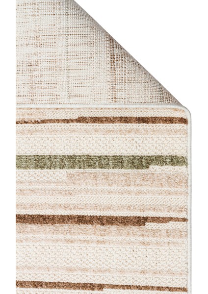 JOY 02 Yeşil Bej - Yumuşak Dokulu Hav Yapmayan Modern Salon Halısı