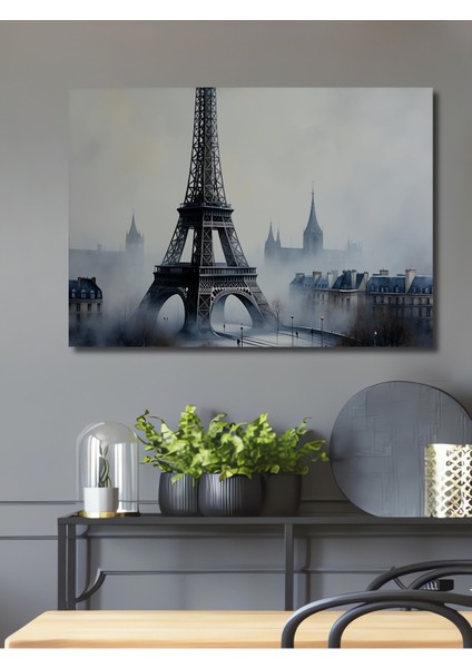 Sisli Paris Eyfel Kulesi Sulu Boya Görünümlü Dekoratif Ahşap Ev/işyeri/ofis Kare Tablo