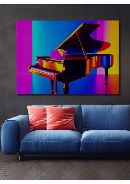 Neon Işıltılı Piyano Modern Sanat Dekoratif Ahşap Ev/işyeri/ofis Kare Tablo